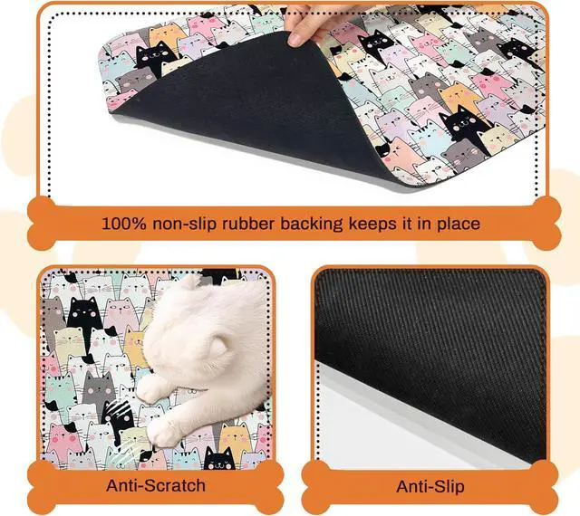 Alt view image 3 of 7 - Pet Feeding Mat for Floors Cat Food Mat Waterproof Dog Food Mat and Water Absorbent Quick Dry Non Slip Mat for Cat Bowls