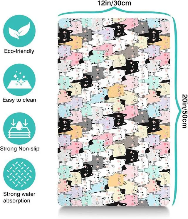 Alt view image 4 of 7 - Pet Feeding Mat for Floors Cat Food Mat Waterproof Dog Food Mat and Water Absorbent Quick Dry Non Slip Mat for Cat Bowls