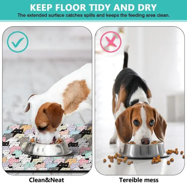 Alt view image 6 of 7 - Pet Feeding Mat for Floors Cat Food Mat Waterproof Dog Food Mat and Water Absorbent Quick Dry Non Slip Mat for Cat Bowls