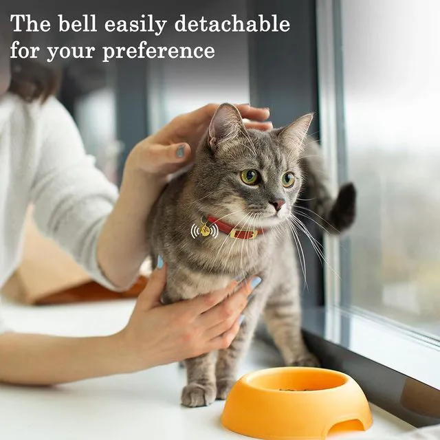 Alt view image 7 of 7 - Rolled Leather Cat Collar with Bell - Reflective Kitten Collar with Safety Elastic Strap - Adjustable Small Pet Collars for Boy Girl Cats (Green)