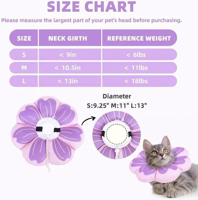 Alt view image 2 of 7 - Cat Cone Collar, Soft Kitten Recovery Collar, Lightweight Anti-Bite Lick Elizabethan e Collar for Cats Puppy After Surgery, Purple M