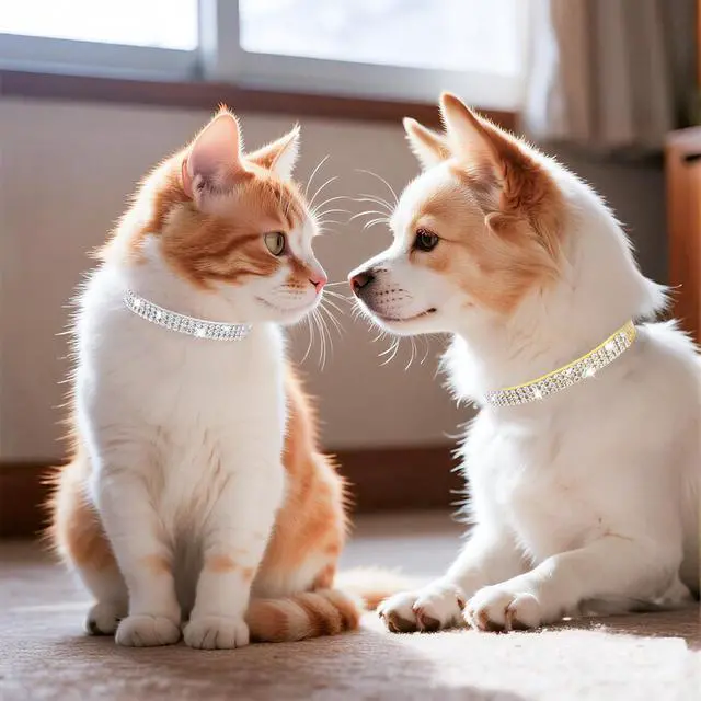 Alt view image 2 of 7 - Basic Adjustable Cat Collar with Bling Diamond and Double Bells, for Kitten and Small Puppy, Fashion and Shining Dog Rhinestone Collars, 6-8 in, Silver