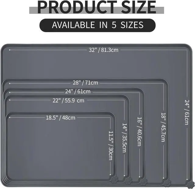 Alt view image 3 of 7 - Silicone Pet Feeding Mat - Waterproof & Non-Slip Dog Cat Placemat | High Raised Edges Prevent Food & Water Spills to Protect Floors, Easy to Clean, Fit for Dog Cat Bowls