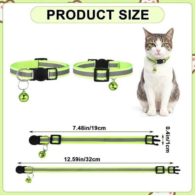 Alt view image 2 of 7 - 18 Pcs Reflective Cat Collars Breakaway Cat Kitten Collars with Bell for Girl Boy Cats with Safety Buckle Adjustable 7.5-12.5 Inch