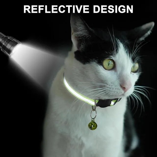 Alt view image 4 of 7 - 18 Pcs Reflective Cat Collars Breakaway Cat Kitten Collars with Bell for Girl Boy Cats with Safety Buckle Adjustable 7.5-12.5 Inch