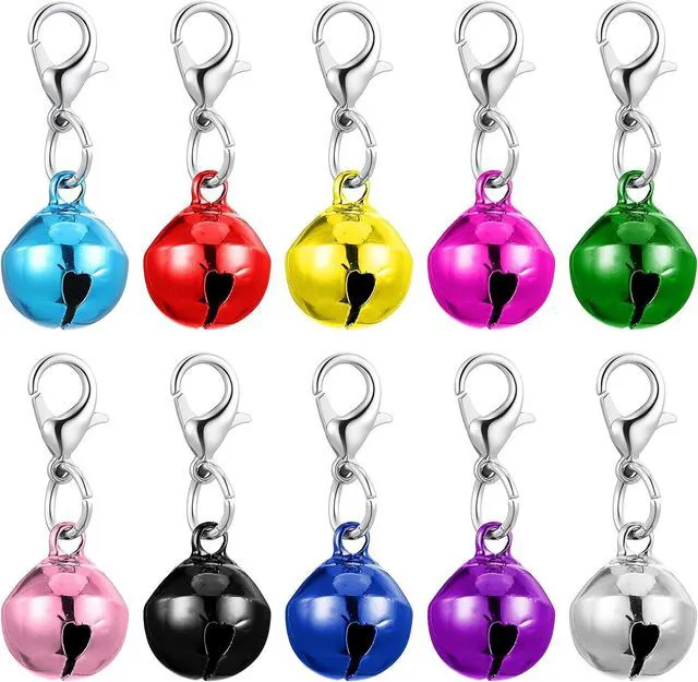 Main image of 10 Pcs Dog&Cat Collar Bells, 1.30 Inch Mini Pet Bell, Small Bells for Dog Collars, Glossy Anti-Lost Training Bell for Puppy Kitten Collars Pendant Accessories (Multicolored)