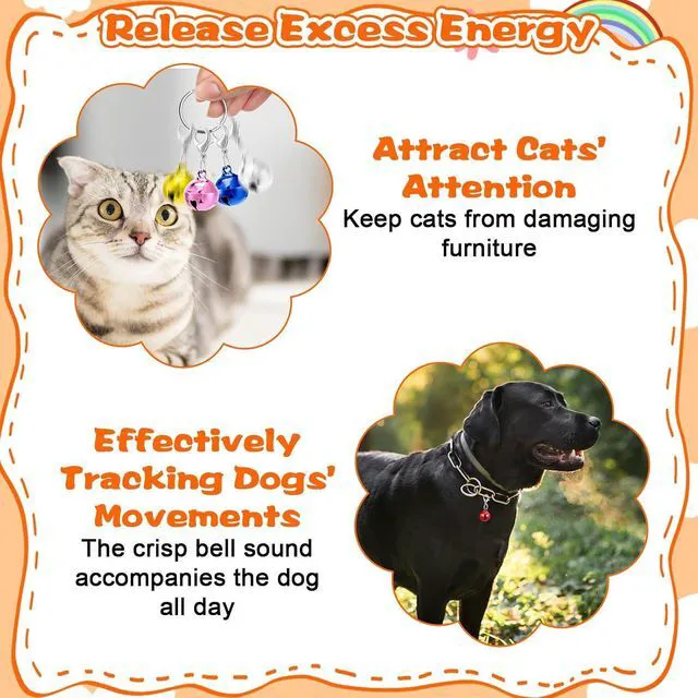 Alt view image 4 of 6 - 10 Pcs Dog&Cat Collar Bells, 1.30 Inch Mini Pet Bell, Small Bells for Dog Collars, Glossy Anti-Lost Training Bell for Puppy Kitten Collars Pendant Accessories (Multicolored)