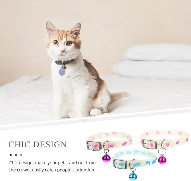 Alt view image 12 of 13 - PATKAW 3Pcs Glowing Cat Dog Collar with Bell Light up Puppy Collar Adjustable Fluorescent Pet Safety Collar Pet Grooming Accessories for Small Medium Dogs Cats Kitten