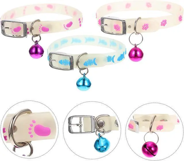 Alt view image 13 of 13 - PATKAW 3Pcs Glowing Cat Dog Collar with Bell Light up Puppy Collar Adjustable Fluorescent Pet Safety Collar Pet Grooming Accessories for Small Medium Dogs Cats Kitten