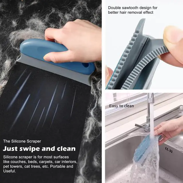 Alt view image 4 of 6 - Pet Hair Remover 3-Pack, Reusable Dog & Cat Hair Removal Tools, Lint Shaver | Remove Stubborn Pet Hair, Multi-Fabric Safe, Fur & Lint Cleaner for Couch, Carpets, Cat Trees, Car Mats, Furniture, Pet Be