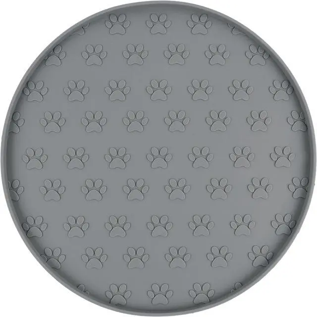 Main image of Silicone Pet Food Mat Dog Cat Feeding Bowl Mats Grey | Waterproof Non-Slip Feeding Bowl Mat with Raised Edge, Prevents Residue from Spilling onto the Floor, 1 Pack