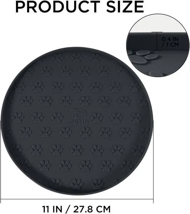 Alt view image 6 of 6 - Waterproof Dog Food Mat - 2 Pack Silicone Pet Food Mat Dog Food Bowl Mats Cat Water Mats Eating Tray, Non-Slip Pet Placemat with Lip for Messy Drinkers to Protect Floor, Black 11"×11"