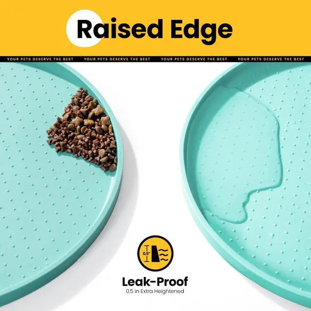 Alt view image 2 of 7 - Silicone Dog Food Mat,1/2 Inch Raised Edges Waterproof Rubber Pet Feeding Mat for Dog and Cat, Anti-Slip Pet Bowl Mat,Dishwasher Safe