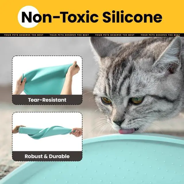 Alt view image 3 of 7 - Silicone Dog Food Mat,1/2 Inch Raised Edges Waterproof Rubber Pet Feeding Mat for Dog and Cat, Anti-Slip Pet Bowl Mat,Dishwasher Safe
