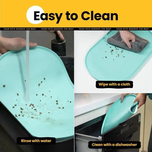 Alt view image 6 of 7 - Silicone Dog Food Mat,1/2 Inch Raised Edges Waterproof Rubber Pet Feeding Mat for Dog and Cat, Anti-Slip Pet Bowl Mat,Dishwasher Safe