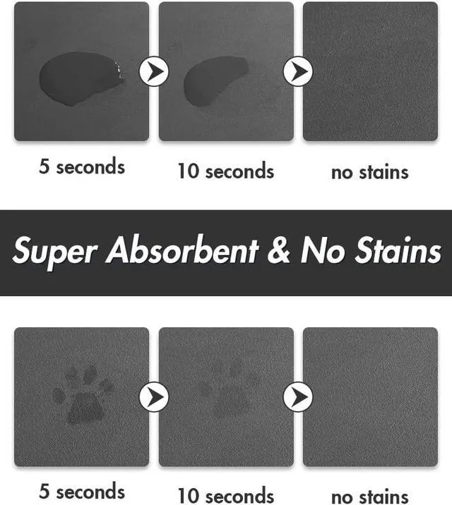 Alt view image 2 of 7 - Absorbent Pet Feeding Mat-No Stains Pet Mat for Food and Water Bowl-Quick Dry Cat & Dog Food Mat Water Dispenser Mat-Pet Supplies Mat-Dog Water Bowl Mat for Messy Drinker,Darkgrey,12"x19"