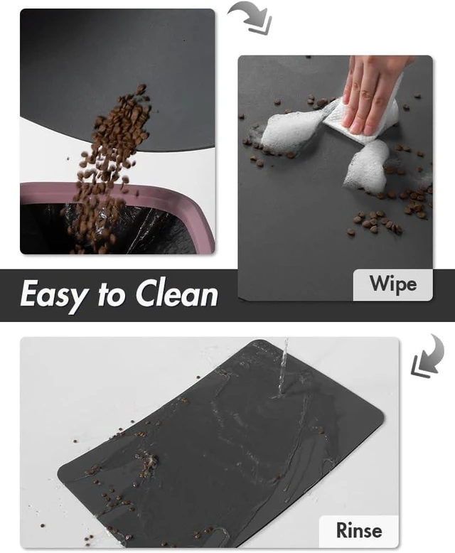 Alt view image 3 of 7 - Absorbent Pet Feeding Mat-No Stains Pet Mat for Food and Water Bowl-Quick Dry Cat & Dog Food Mat Water Dispenser Mat-Pet Supplies Mat-Dog Water Bowl Mat for Messy Drinker,Darkgrey,12"x19"