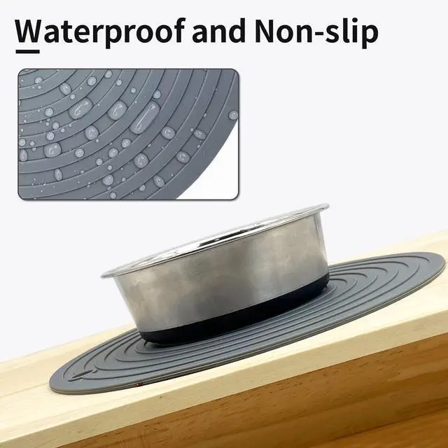 Alt view image 2 of 7 - 3PCS Silicone Pet Food Mat, 9.5" Round Waterproof Non-Slip Dog Cat Bowl Placemat Preventing Feed and Water Overflow Suitable for Medium Small Bowl Dish Plate for Small Animals Protect Floor