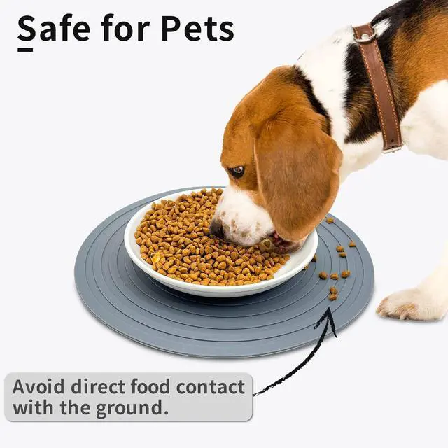 Alt view image 4 of 7 - 3PCS Silicone Pet Food Mat, 9.5" Round Waterproof Non-Slip Dog Cat Bowl Placemat Preventing Feed and Water Overflow Suitable for Medium Small Bowl Dish Plate for Small Animals Protect Floor