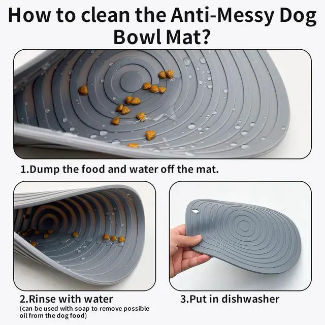 Alt view image 5 of 7 - 3PCS Silicone Pet Food Mat, 9.5" Round Waterproof Non-Slip Dog Cat Bowl Placemat Preventing Feed and Water Overflow Suitable for Medium Small Bowl Dish Plate for Small Animals Protect Floor