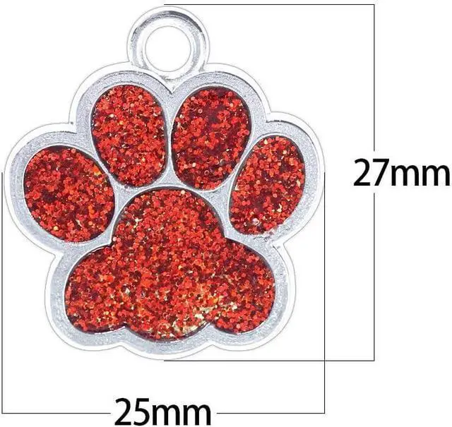 Alt view image 5 of 7 - Cute Personalized Pet Name Tags for Cats/Dogs - Glitter Custom pet id tag, Dog id Tags Engraved for Pets, Customizable cat tag, pet Collar Charms, Dog Name tag (Paw-Shaped-Small: Pink)