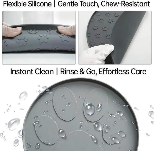 Alt view image 5 of 7 - Silicone Pet Food Mat,Silicone Rubber Mat for Dog Bowls Dog Food Mat