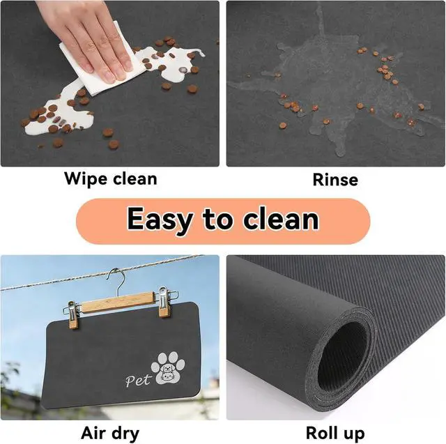 Alt view image 6 of 7 - Dog Food Mat Cat Feeding Mat for Food and Water Bowls,12"x20",Dark Grey | Non Slip Absorbent Quick Dry Pet Feeding Mats for Floors with Waterproof Rubber Backed Dog Placemat Mats for Messy Drinkers