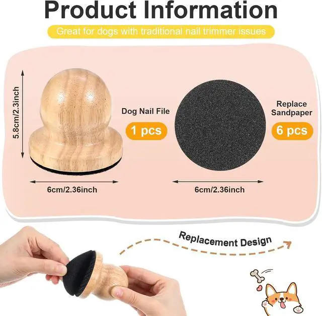 Alt view image 7 of 7 - Dog Nail File with 6Pcs Replaceable Filing Disc, Dog Scratch Board for Safe and Easy Nail Care, Dogs Nails Scratch Board Ensures Smooth and Healthy Nails for Dogs and Cats