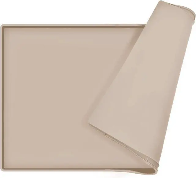 Main image of Silicone Dog Food Mat Waterproof Pet Feeding Tray for Small Medium Dogs | Non slip pet bowl placemat with 0.6 inch raised edges and flexible roll up design.Fits most spaces.Size 18.5" x 11.5"