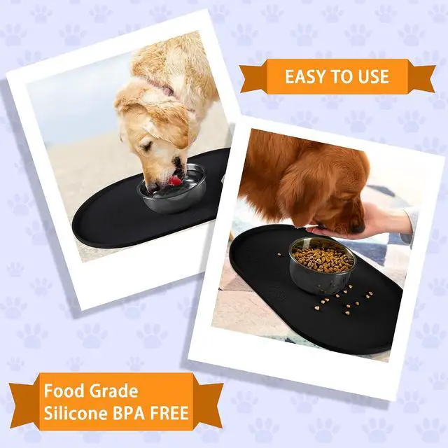 Alt view image 7 of 7 - 100% Waterproof 0.5" Raised Edge BPA Free Silicone Dog Food Mat, Pet Cat Feeding Mats Contain Spills Protects Floors, Placemats for Cats and Dogs Water Bowl Dishwasher. (Small, Black)