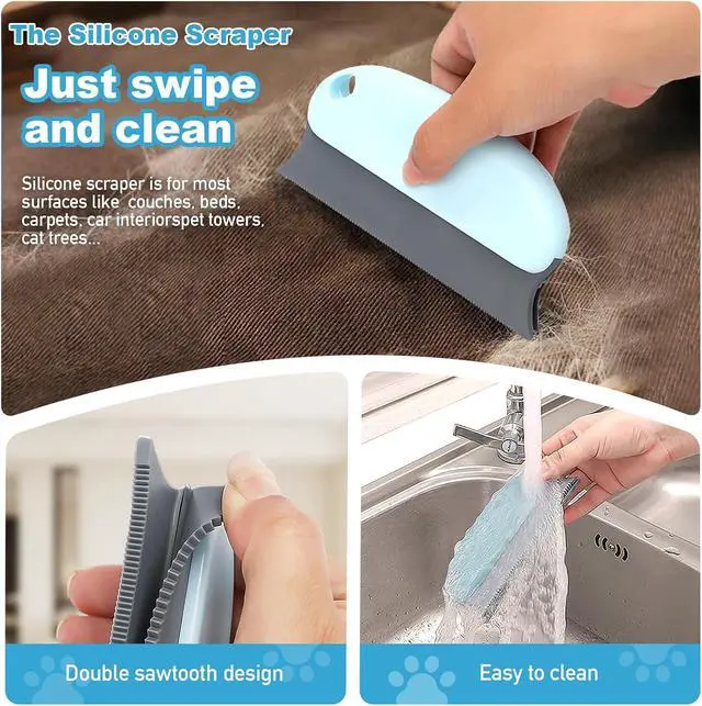 Alt view image 3 of 6 - Pet Hair Removal Tool: 6 Pcs Dog Cat Hair Remover - Reusable Pet Hair Remover with Laundry Pet Hair Catcher - Portable Carpet Rake Scraper Fur Removal Tool for Rugs Car Mats Couch Furniture