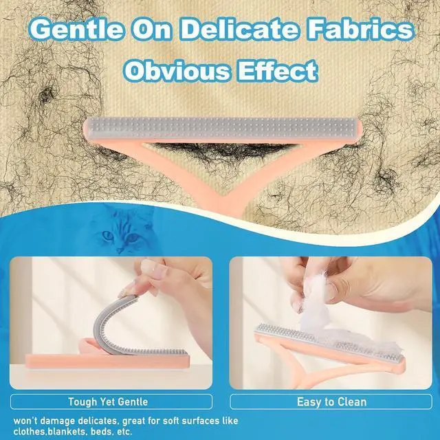 Alt view image 4 of 6 - Pet Hair Removal Tool: 6 Pcs Dog Cat Hair Remover - Reusable Pet Hair Remover with Laundry Pet Hair Catcher - Portable Carpet Rake Scraper Fur Removal Tool for Rugs Car Mats Couch Furniture