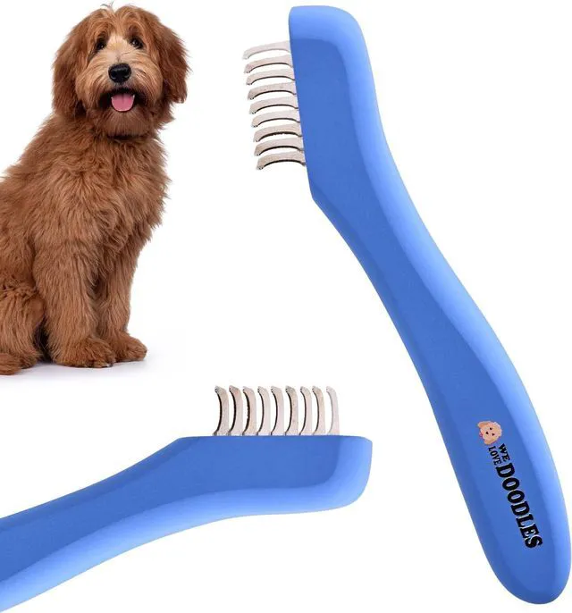 Main image of Dematting Comb for Dogs, Undercoat Rake Grooming Tool, Mat Remover, 9 Blade | Best Dematting Brush For Doodles & Poodles, Detangling De Matted Hair, Tool For Removing Shedding Fur, Cat Deshedder Brush