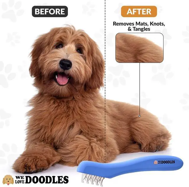 Alt view image 3 of 6 - Dematting Comb for Dogs, Undercoat Rake Grooming Tool, Mat Remover, 9 Blade | Best Dematting Brush For Doodles & Poodles, Detangling De Matted Hair, Tool For Removing Shedding Fur, Cat Deshedder Brush