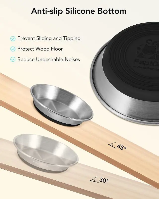 Alt view image 2 of 6 - Stainless Steel Cat Bowl 1PC, Non-Slip cat Food Dish, Metal Cat Bowl | Heavy Duty, Whisker Friendly with Wide and Shallow Design, 6.3'' Wide, 0.7mm Thick 304 Stainless Steel, Ideal Pet Dish