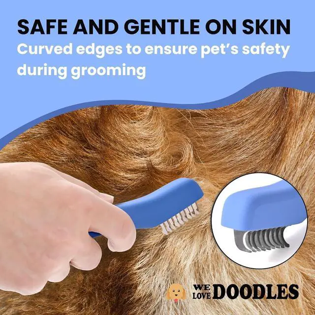 Alt view image 4 of 6 - Dematting Comb for Dogs, Undercoat Rake Grooming Tool, Mat Remover, 9 Blade | Best Dematting Brush For Doodles & Poodles, Detangling De Matted Hair, Tool For Removing Shedding Fur, Cat Deshedder Brush