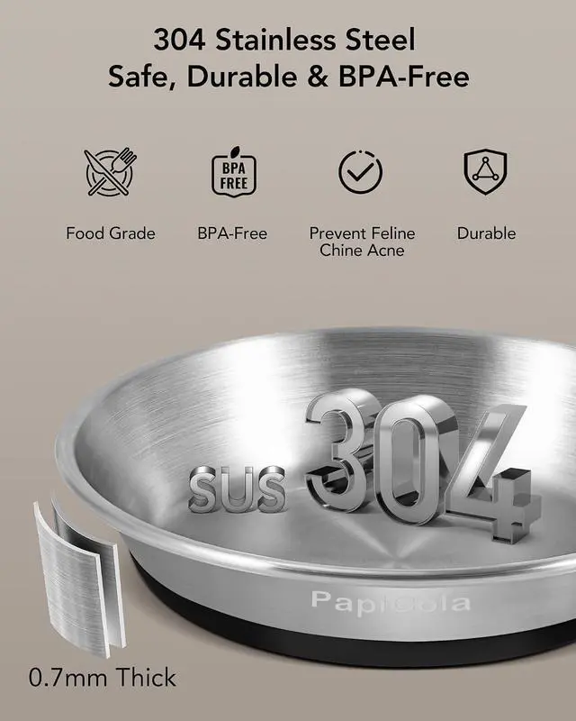Alt view image 4 of 6 - Stainless Steel Cat Bowl 1PC, Non-Slip cat Food Dish, Metal Cat Bowl | Heavy Duty, Whisker Friendly with Wide and Shallow Design, 6.3'' Wide, 0.7mm Thick 304 Stainless Steel, Ideal Pet Dish