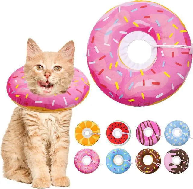Main image of Cat Cone Collar Soft, Adjustable Cat Recovery Collars Spay Cones to Stop Licking, Cute Donut E Collar After Surgery, Anti-Lick Recovery Elizabethan Collar for Kittens (Donut Pink, Small)