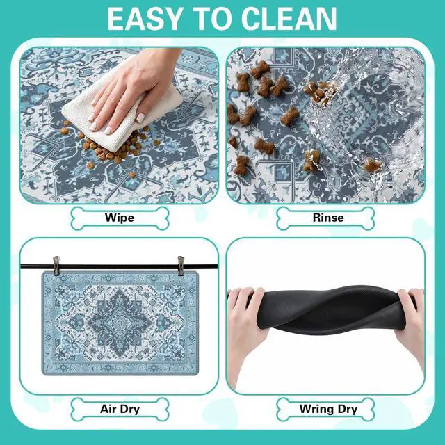 Alt view image 4 of 7 - Pet Feeding Mat for Floors Waterproof Dog Mat for Food and Water Absorbent Quick Dry Non Slip mat for Cat Bowls