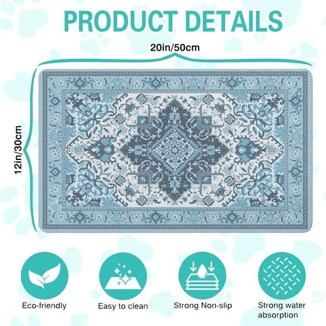 Alt view image 5 of 7 - Pet Feeding Mat for Floors Waterproof Dog Mat for Food and Water Absorbent Quick Dry Non Slip mat for Cat Bowls