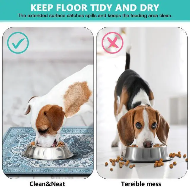 Alt view image 6 of 7 - Pet Feeding Mat for Floors Waterproof Dog Mat for Food and Water Absorbent Quick Dry Non Slip mat for Cat Bowls