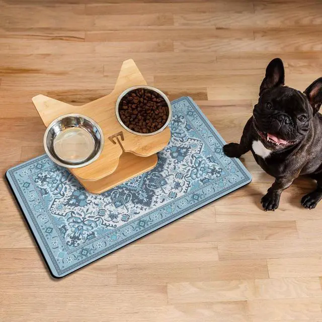Alt view image 7 of 7 - Pet Feeding Mat for Floors Waterproof Dog Mat for Food and Water Absorbent Quick Dry Non Slip mat for Cat Bowls