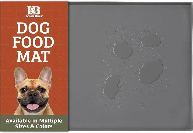 Main image of Rectangular Silicone Pet Feeding Tray - Raised-Edge Waterproof Dog Bowl Mat - Flexible Silicone Tray - Easy-Clean Cat Food Mat - Small, 18 x 11 in, Gray