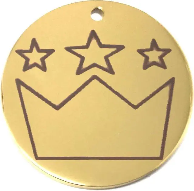 Alt view image 6 of 7 - Laser Engraved Stainless Steel Pet Name Tags Personalized on Both Sides for Pet Collar - Dog ID Tag, Dog Name Tag, Cat ID Tag, Cat Name Tag (Gold - Crown, Large)