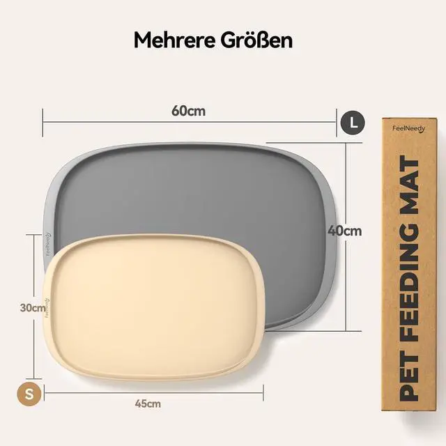 Alt view image 4 of 7 - Silicone Cat & Dog Food Mat Waterproof, High Raised Edges for Leakage Protection, Dog Mat for Food and Water, Non-Slip Drip Tray, Easy Clean 18 * 12 * 0.5 inches Feeding Pad (Small, Beige)