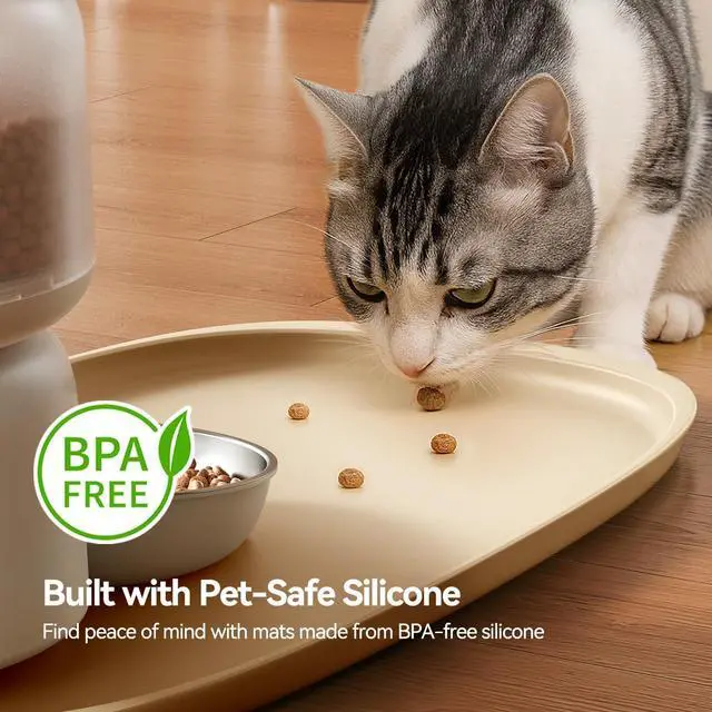 Alt view image 3 of 7 - Silicone Cat & Dog Food Mat Waterproof, High Raised Edges for Leakage Protection, Dog Mat for Food and Water, Non-Slip Drip Tray, Easy Clean 18 * 12 * 0.5 inches Feeding Pad (Small, Beige)