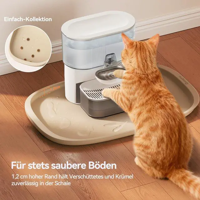 Alt view image 6 of 7 - Silicone Cat & Dog Food Mat Waterproof, High Raised Edges for Leakage Protection, Dog Mat for Food and Water, Non-Slip Drip Tray, Easy Clean 18 * 12 * 0.5 inches Feeding Pad (Small, Beige)