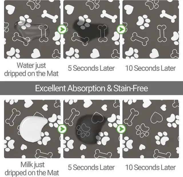 Alt view image 2 of 7 - Bone Shaped Dog Food Mat, Absorbent Waterproof Non-Slip Pet Cat Bowl Mat for Food & Water Pet Supplies Gray 19"*12"