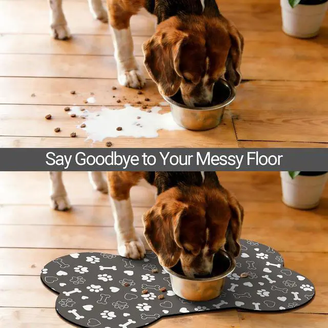 Alt view image 3 of 7 - Bone Shaped Dog Food Mat, Absorbent Waterproof Non-Slip Pet Cat Bowl Mat for Food & Water Pet Supplies Gray 19"*12"