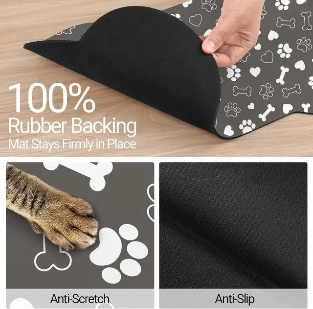 Alt view image 4 of 7 - Bone Shaped Dog Food Mat, Absorbent Waterproof Non-Slip Pet Cat Bowl Mat for Food & Water Pet Supplies Gray 19"*12"